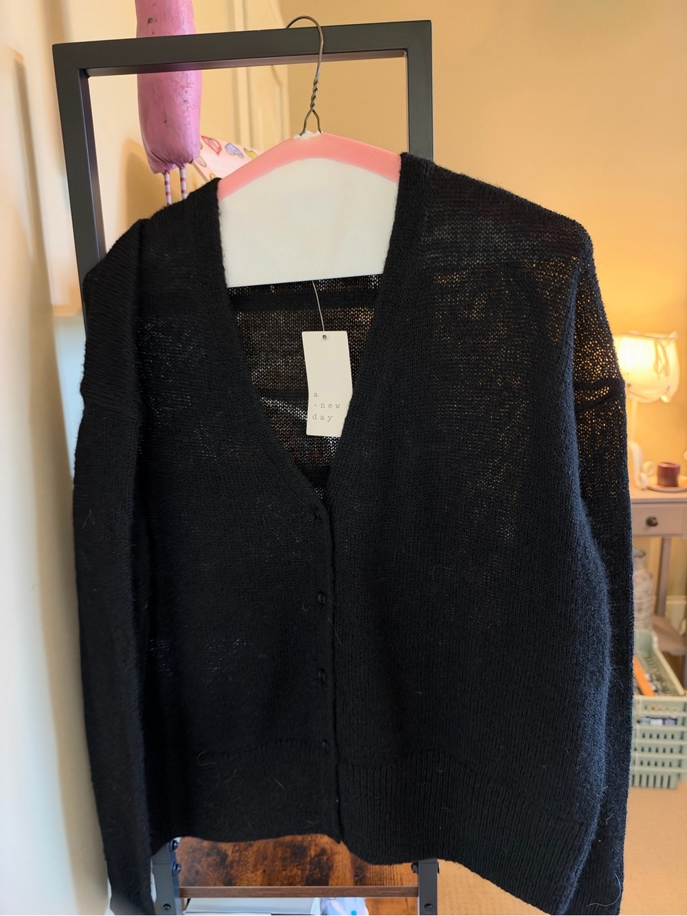 a new day Black V-Neck Button Cardigan Sweater